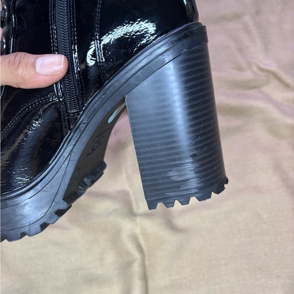 Black GBG Faux Leather Chunky Heel Boots - Picture 10 of 16